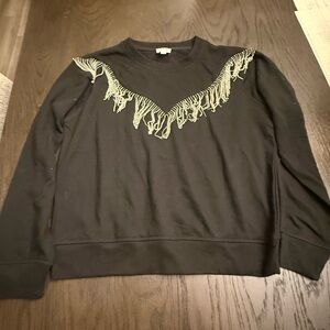 Le Lis Black Crewneck Sweater with Fringe